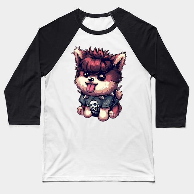 Cute Dog Anarchy Reigns Punk Style Baseball T-Shirt by Cutiez Punk